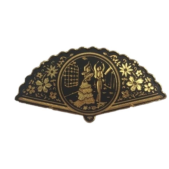 Vintage Damascene Gold Jewelry Set - Picture 3 of 4